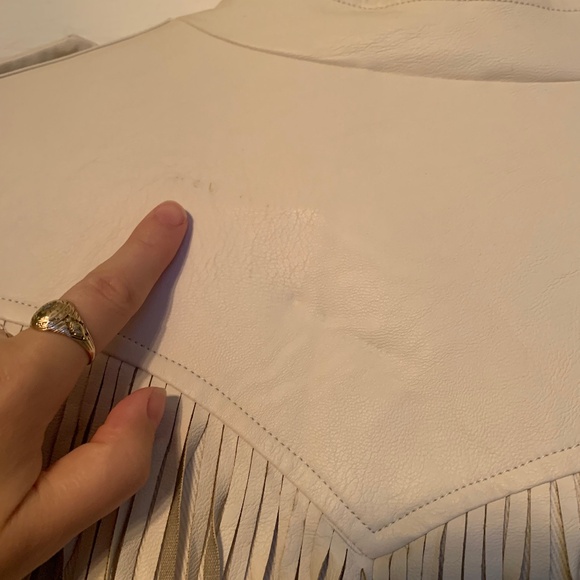Cream Vegan Leather Fringe Jacket - Picture 8 of 11